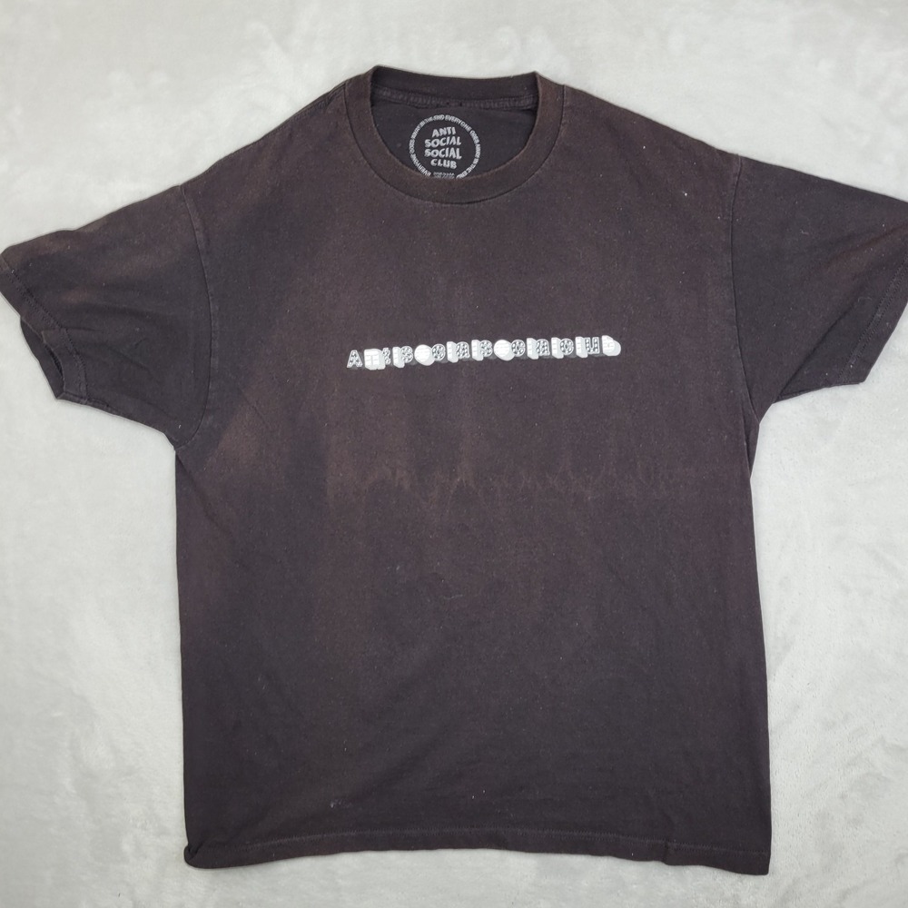 Anti Social Social‎ Club Shirt Mens Large Black USA Flag Logo Streetwear Tee